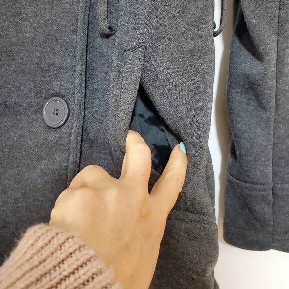 J2 by Jou Jou | Soft Sweatshirt-like Button Front Peacoat with Pockets - Picture 5 of 6